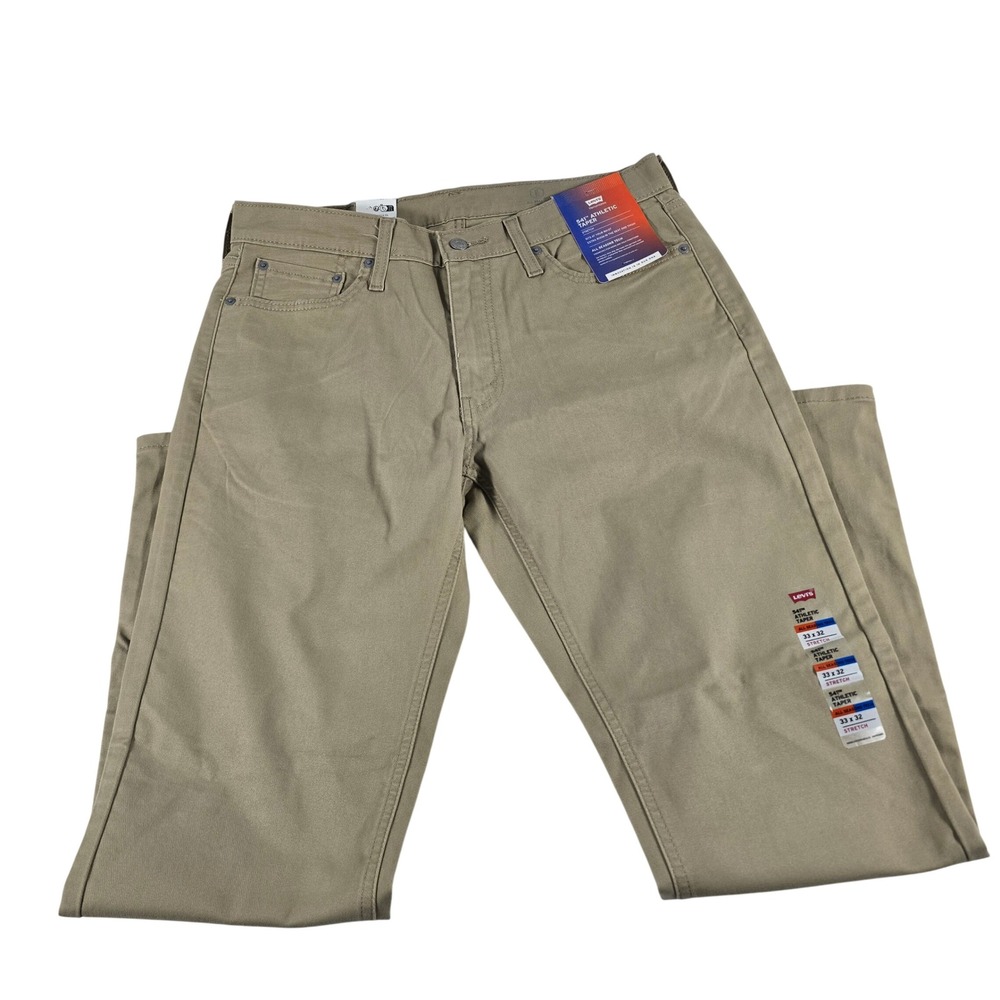 Levis 541 Athletic Taper Pants Mens 33x32 Khaki Tan All Seasons Tech Stretch NEW